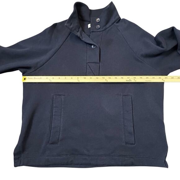 Free Assembly Fleece Sweatshirt Womens Size L Navy Blue Raglan Sleeves Gorpcore - Picture 9 of 10